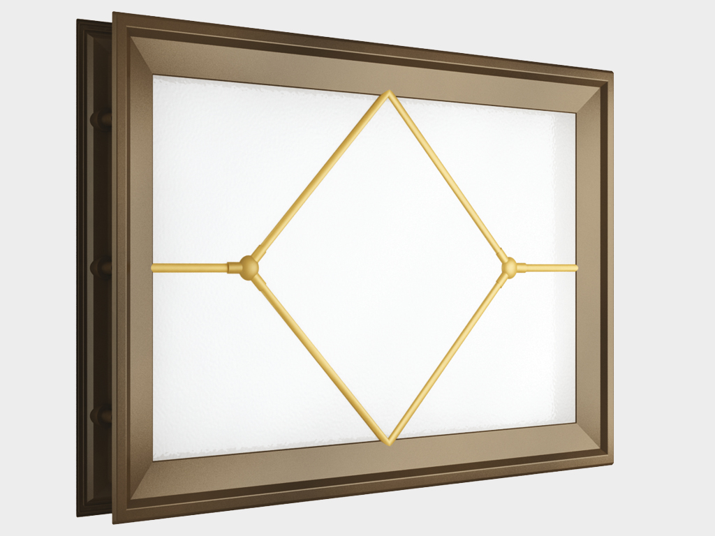 Окно акриловое 452 × 302, коричневое с раскладкой «ромб» (арт